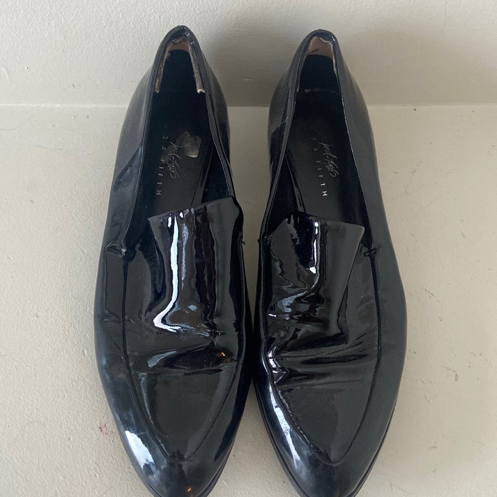 Black patent loafers